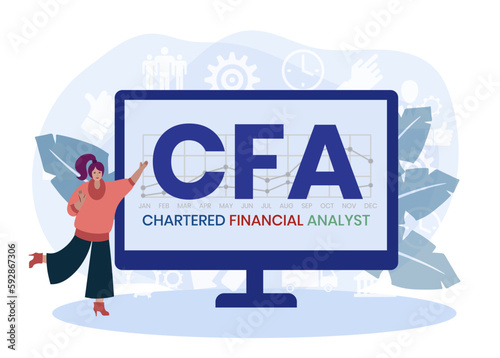 CFA - Chartered Financial Analyst acronym. business concept background. vector illustration concept with keywords and icons. lettering illustration with icons for web banner, flyer © Natalya