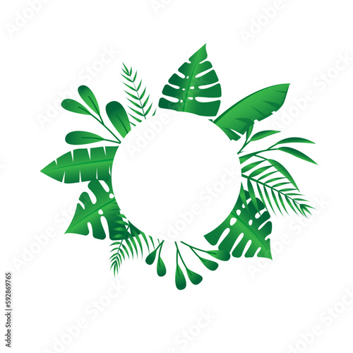 Vector floral frame Forest fern tropical leaf folliage