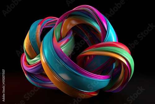 Twisted colorful intertwined shapes, background banner vivid colorful spiral 3D render - generative ai © Infinite Shoreline