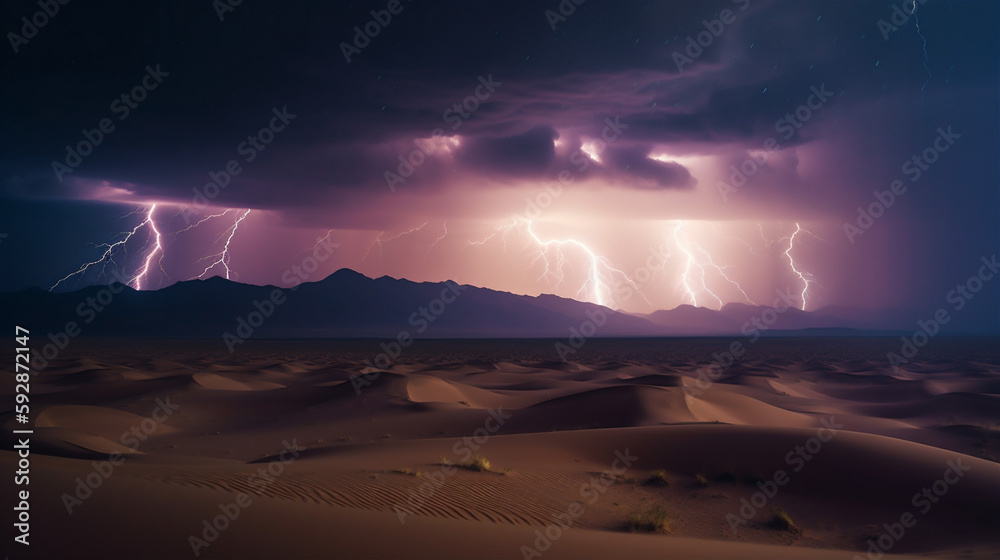 lightning storm over the desert