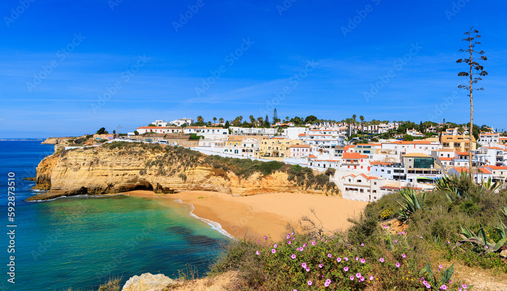Tour tourism in Portugal,  atlantic ocean and beautiful tropical beach- Albufeira,  Algarve- summer beach vacation concept