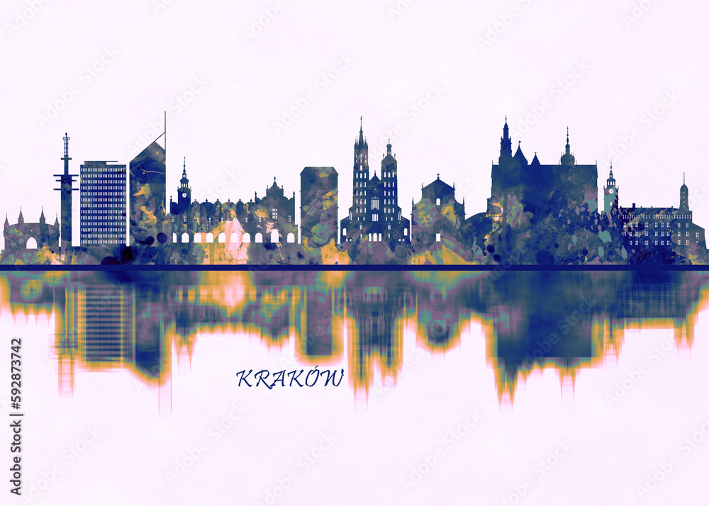 Krakow Skyline - obrazy, fototapety, plakaty 