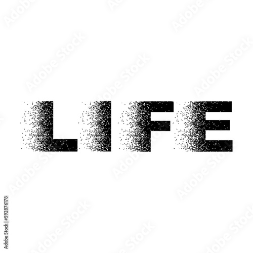 The word life is broken into small pieces. Variance.