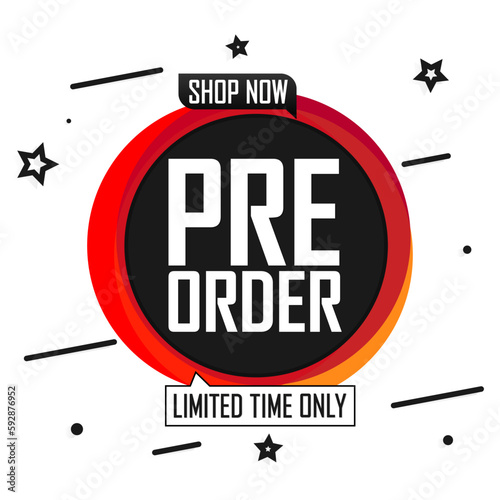 Pre-Order Sale, discount poster design template. Promotion banner for shop or online store, vector illustration.