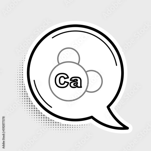 Line Mineral Ca Calcium icon isolated on grey background. Mineral vitamin complex with a chemical formula. Colorful outline concept. Vector
