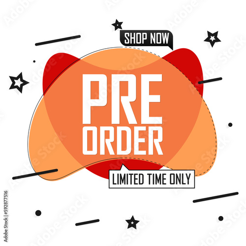 Pre-Order Sale, discount poster design template. Promotion banner for shop or online store, vector illustration.