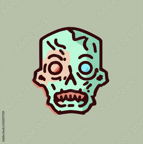 vector illustration design, hand drawn, zombie head, cartoon zombie head icon