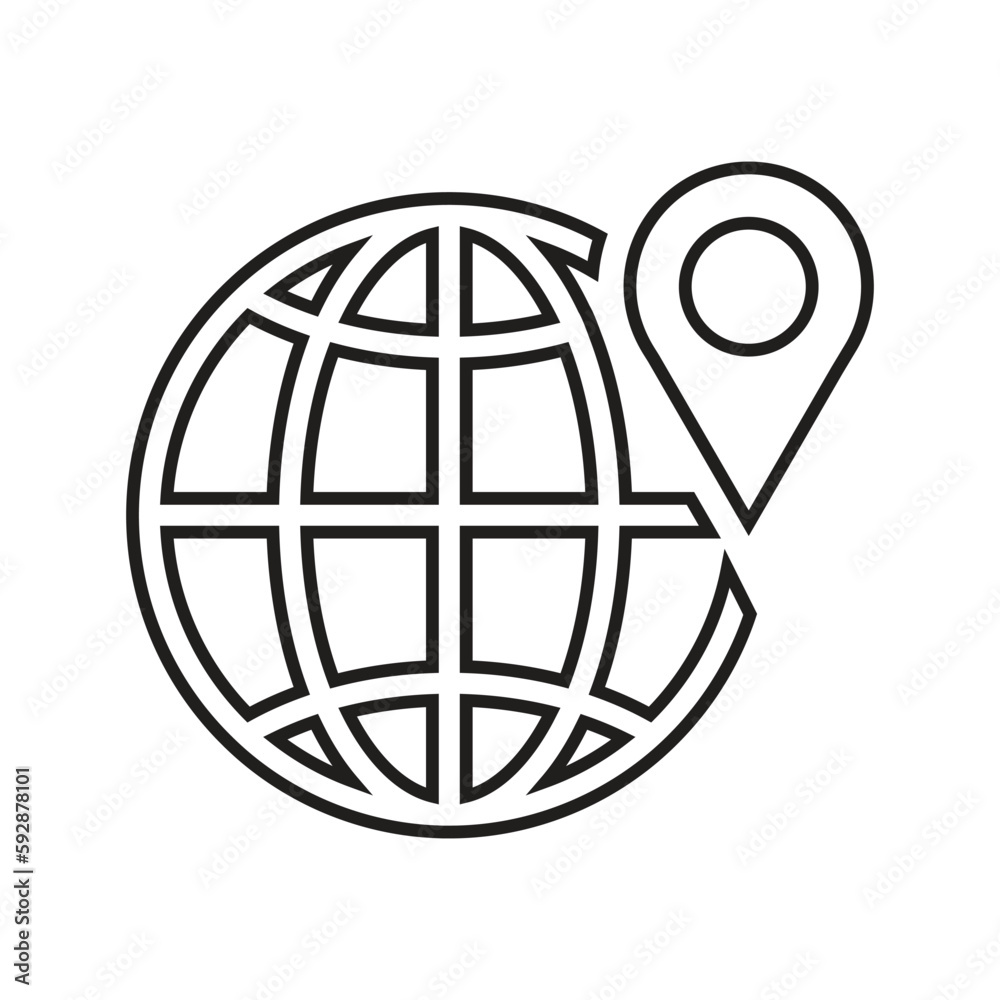 Global, location, gps, pin outline icon. Line art vector. Global, location, gps, pin outline icon. Line art vector.