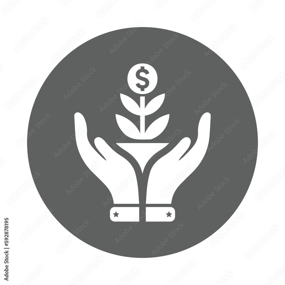 Growth, money, hand, plant icon. Gray vector graphics. Growth, money, hand, plant icon. Gray vector graphics.