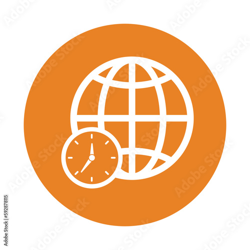 Global, time, zone icon. Orange color vector EPS.