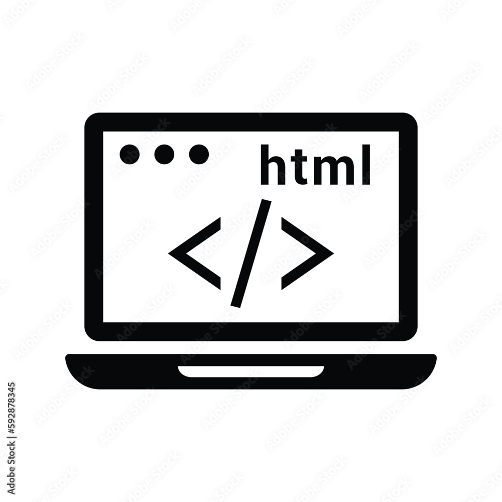 Code, coding, html icon. Black vector graphics. Code, coding, html icon. Black vector graphics.