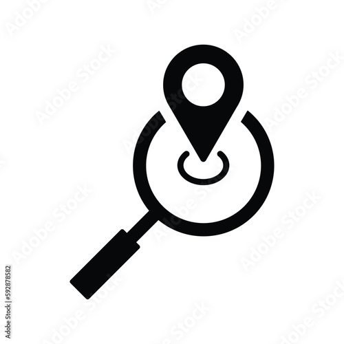 Location, search icon. Black vector graphics.