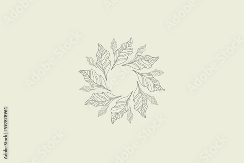 Illustration vector graphic of round floral line art minimalist