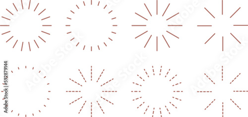 イラスト素材：シンプルなサンバースト・スターバースト・ベクター・太陽のシンボル