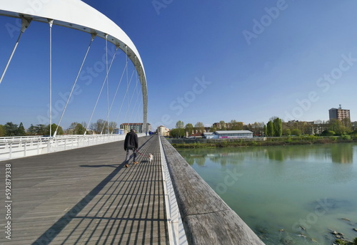 Alessandria modern Meier bridge on the Tanaro river, Piedmont, Italy photo