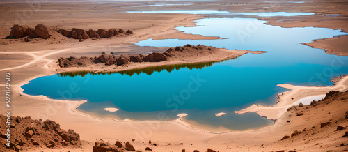 shallow lake in the desert. generative ai
