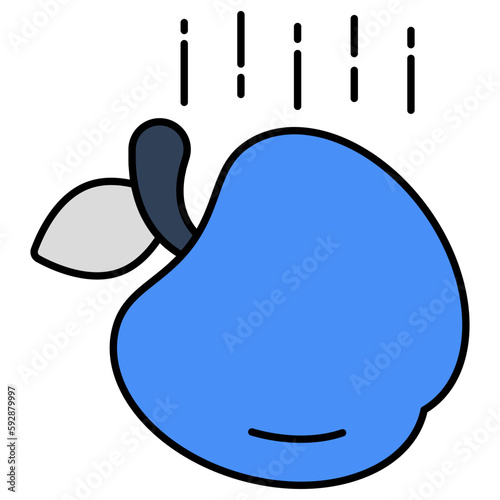 A flat design icon of falling apple 
