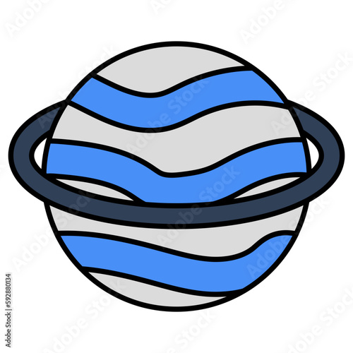 Editable design icon of revolving planet 