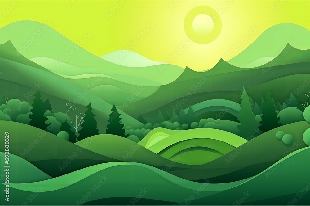 Abstract green nature landscape wallpaper background, ai generated, Generative AI Abstract green nature landscape wallpaper background, ai generated, Generative AI
