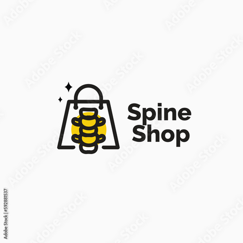 health shop logo icon vector illustration with spine as symbol