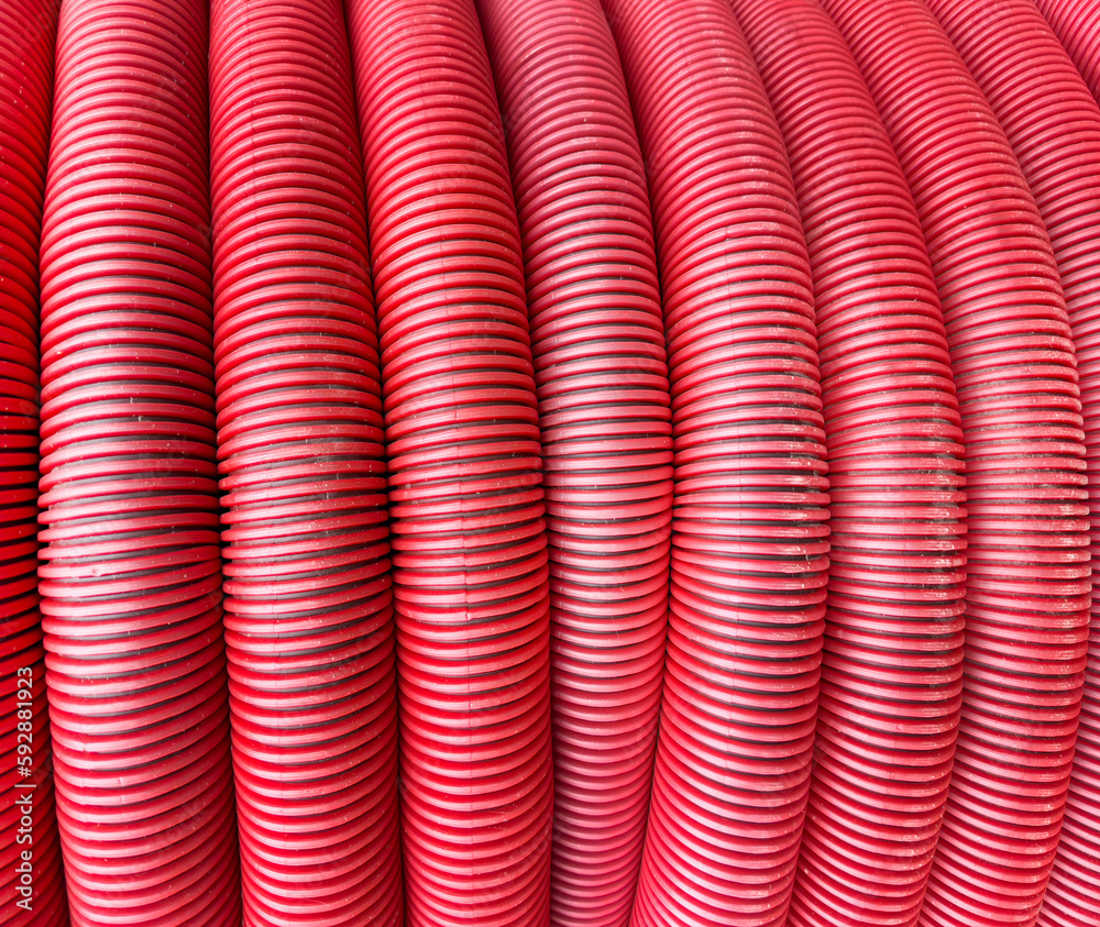 HDPE corrugated pipe texture background. Protection underground cable