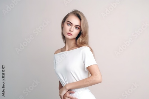 portrait of a woman attractive wearing a white shirt ,Generative AI 