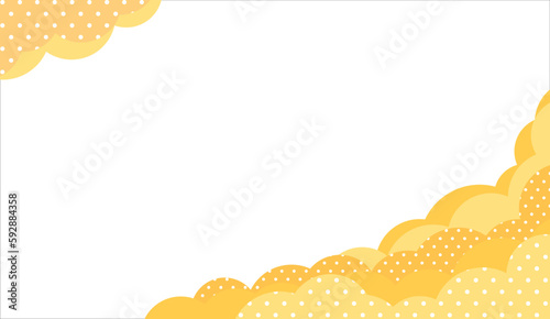 雲形とドットパターンのフレーム背景/長方形・黄色