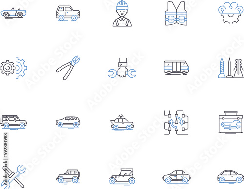 Call center outline icons collection. Call center, Telephone, Helpdesk, Voicemail, Hotline, Operator, Service center vector and illustration concept set. Console, Automation, Digital linear signs