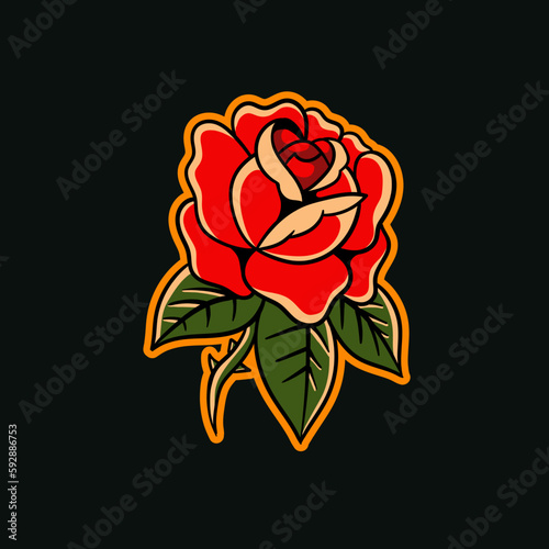 Hand drawn illustration of a rose flower