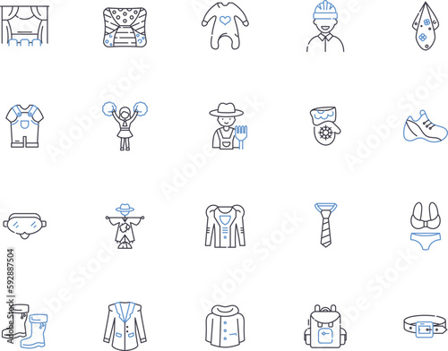 Clothes outline icons collection. Clothes  apparel  attire  garment  costume  fashion  clothing vector and illustration concept set. wardrobe  duds  raiment linear signs