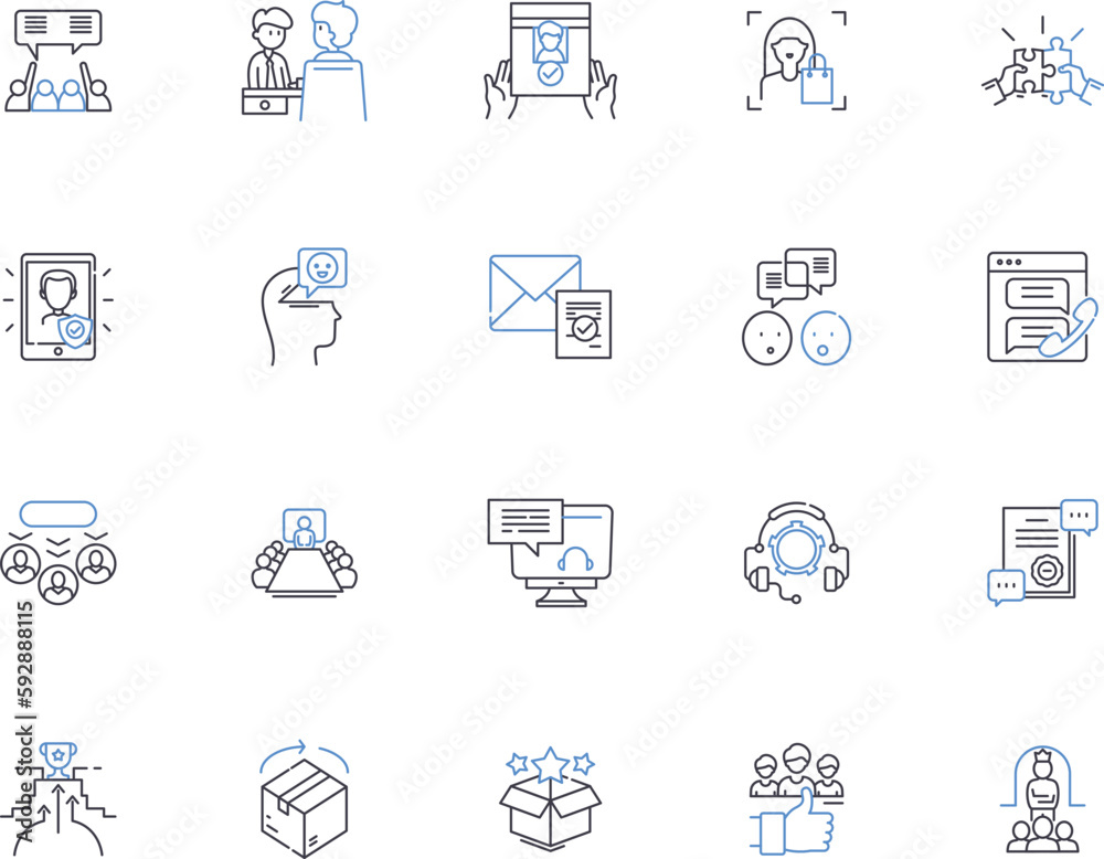 Customer support outline icons collection. Customer, Support, Help, Assistance, Service, Consultation, Inquiry vector and illustration concept set. Resolution, Guidance, Advice linear signs Customer support outline icons collection. Customer, Support, Help, Assistance, Service, Consultation, Inquiry vector and illustration concept set. Resolution, Guidance, Advice linear signs