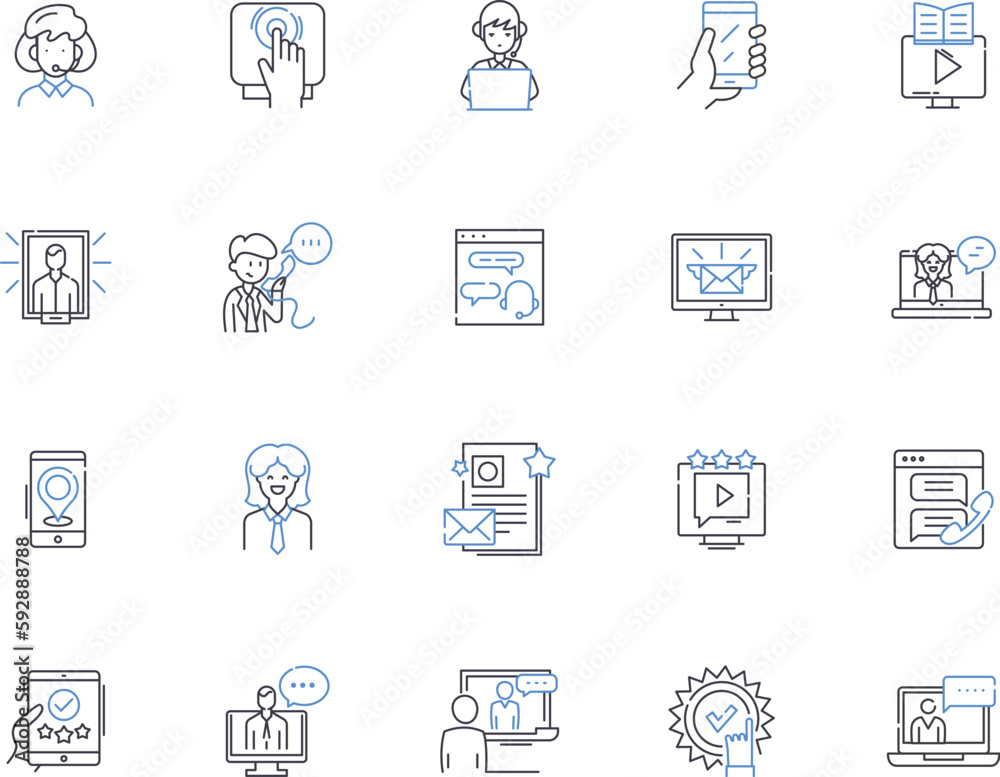 Mass media outline icons collection. Media, Mass, Journalism, Broadcast, Communication, Public, Television vector and illustration concept set. Radio, Social, Networking linear signs