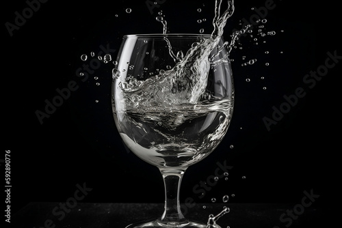 Water splash in glass. Generative AI.