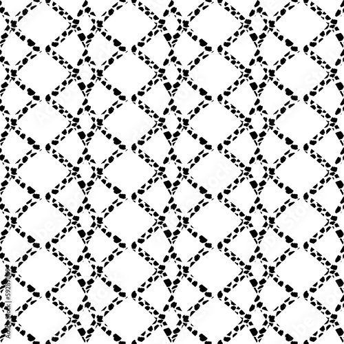 Seamless abstract monochrome pattern. Black and white colors. Stains and blots in the diamond. Brush strokes.