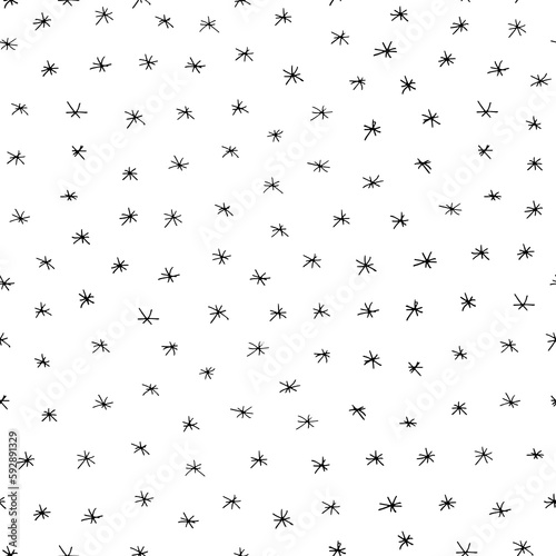 Hand drawn marker and ink seamless patterns-illustration. Doodle baby snowflakes background