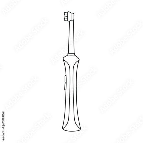 Toothbrush vector outline icon. Vector illustration electric brush on white background. Isolated outline illustration icon of electric toothbrush .