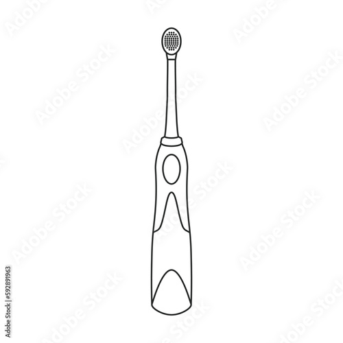 Toothbrush vector outline icon. Vector illustration electric brush on white background. Isolated outline illustration icon of electric toothbrush .