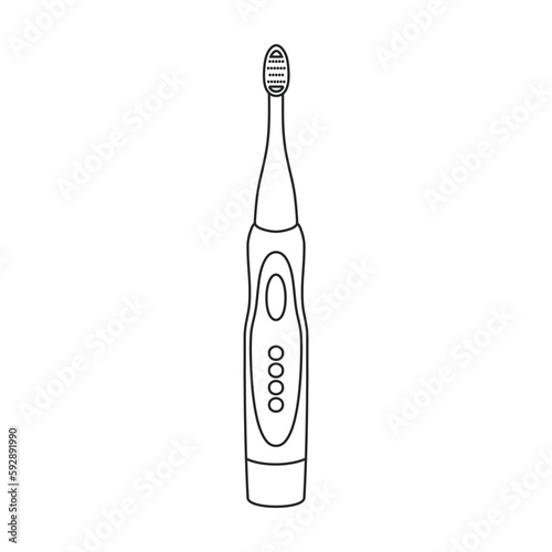 Toothbrush vector outline icon. Vector illustration electric brush on white background. Isolated outline illustration icon of electric toothbrush .