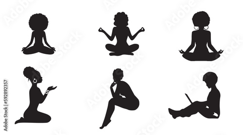 afro black woman sitting silhouette
