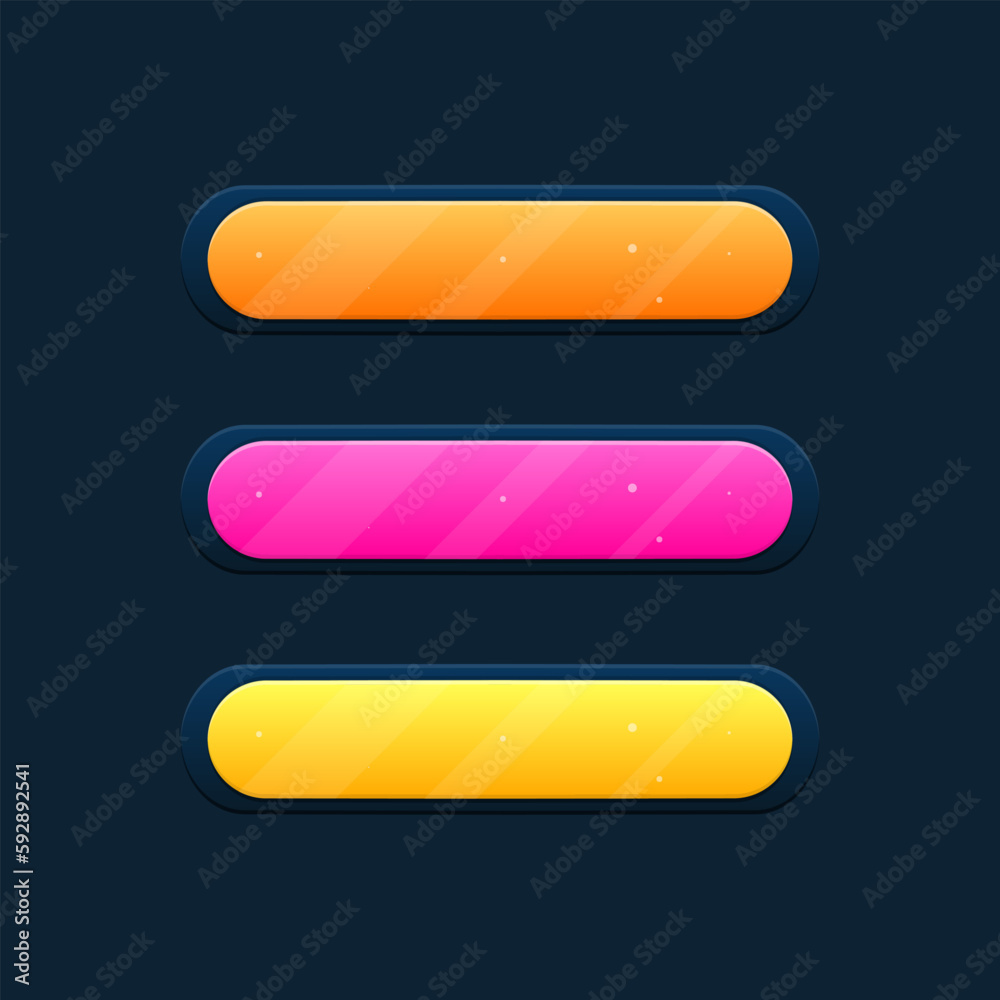 Game UI Set Glamour Progress Bars In Different Colors Cute Simple Cartoon Vector Design Game UI Set Glamour Progress Bars In Different Colors Cute Simple Cartoon Vector Design