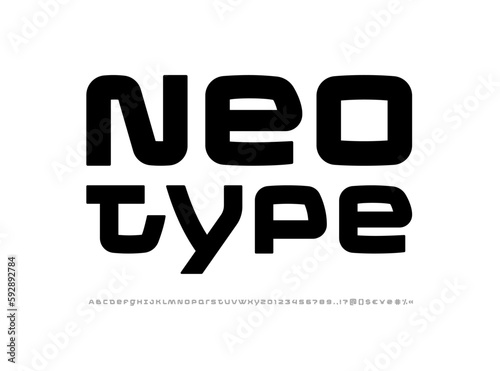 Tech font, digital cyber alphabet, trendy modern Latin letters A, B, C, D, E, F, G, H, I, J, K, L, M, N, O, P, Q, R, S, T, U, V, W, X, Y, Z and Arab numerals 0, 1, 2, 3, 4, 5, 6, 7, 8, 9