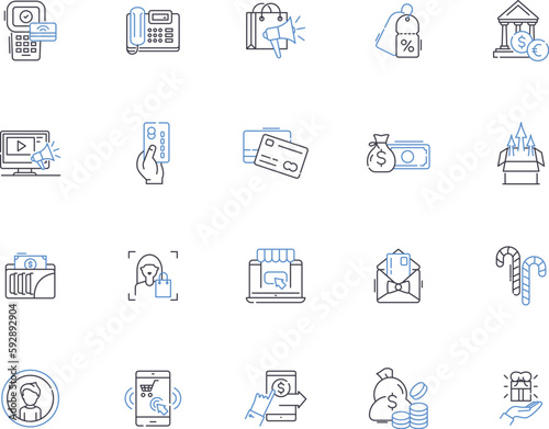 Shopping mall outline icons collection. Shopping, Mall, Store, Shop, Centre, Complex, Outlet vector and illustration concept set. Arcade, Department, Bazaar linear signs