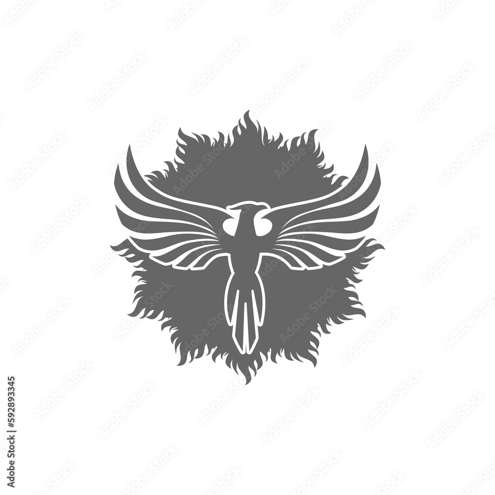 Obraz premium Fire bird phoenix icon isolated on transparent background