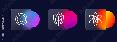 Biology icons set. Information, lotus, connection, study, chain. Biology concept
