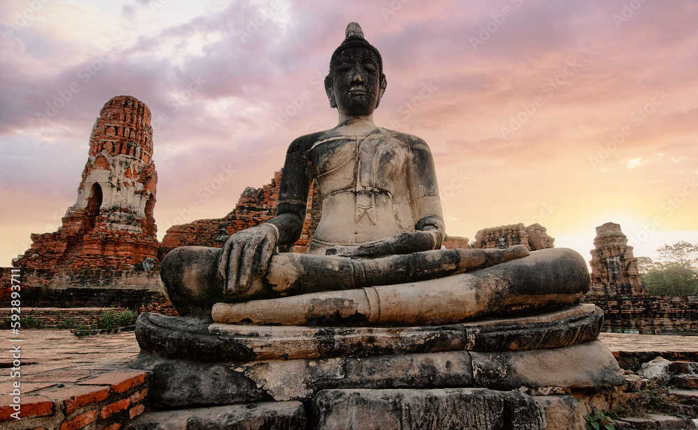 Statue of Buddha in Khmer temple in Ayutthaya, Thailand. Statue of Buddha in Khmer temple in Ayutthaya, Thailand.