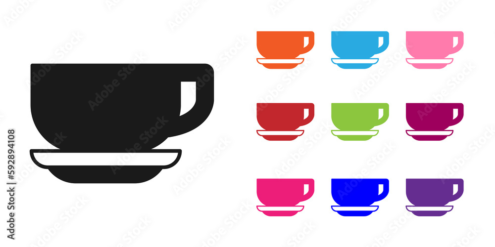 Black Coffee cup icon isolated on white background. Tea cup. Hot drink coffee. Set icons colorful. Vector Black Coffee cup icon isolated on white background. Tea cup. Hot drink coffee. Set icons colorful. Vector