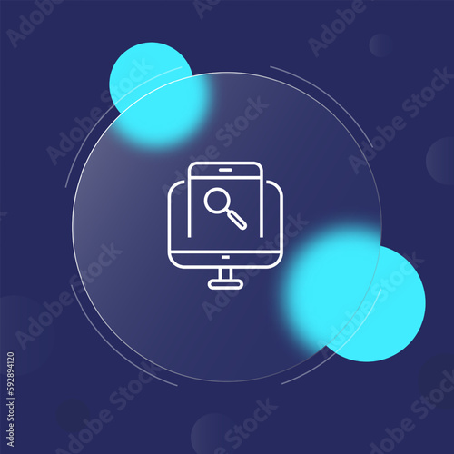 Search icon. Magnifying glass, monitor, phone, importance, document, file. Search concept.