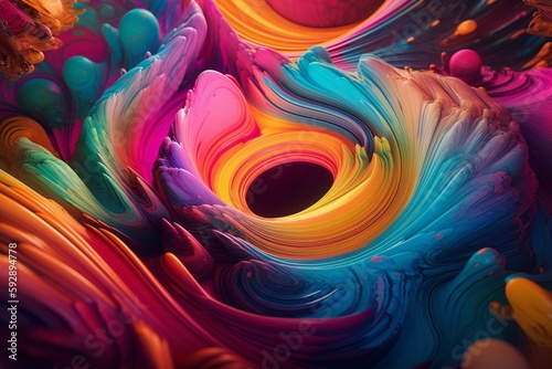 Fotografia a colorful abstract background with a blue, yellow, and purple swirl in the center of the image and a red, orange, blue, yellow, purple, and pink, and yellow swirl in the middle