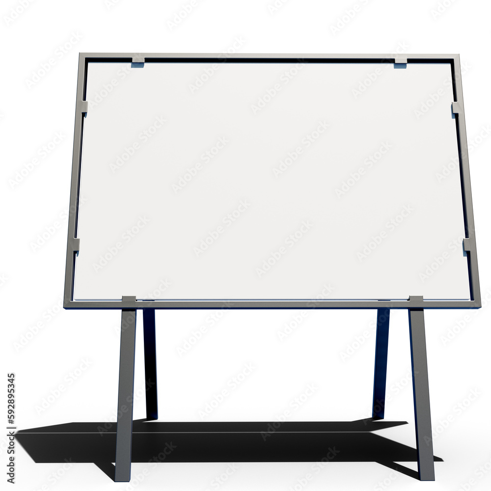 Outdoor advertising stand. Street panel for drawing information. Advertising stand template isolated. Place for ads on white. Advertising billboard for commercial promo. Empty signboard. 3d image Outdoor advertising stand. Street panel for drawing information. Advertising stand template isolated. Place for ads on white. Advertising billboard for commercial promo. Empty signboard. 3d image