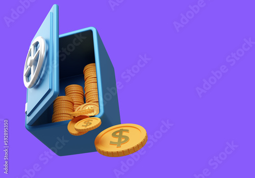 Safeboxes with coins. Safe ...